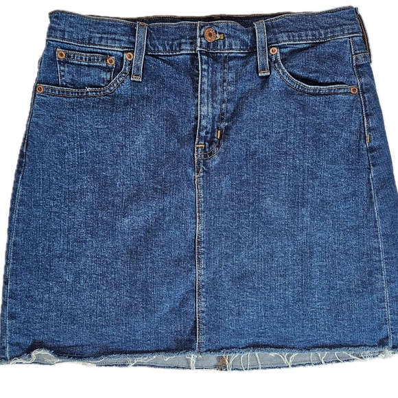 J. Crew Mercantile Dresses & Skirts - J. Crew Mercantile Jean Skirt Womens 4 Blue Denim Mini Casual Summer Cutoff Hem